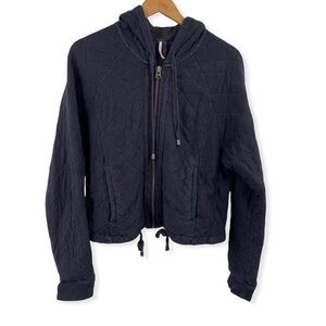 Free People Quilted Black Zip-Up Hoodie